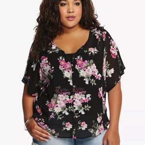 Torrid Floral Button Up Chiffon Kimono Top